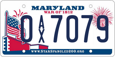MD license plate 0AX7079
