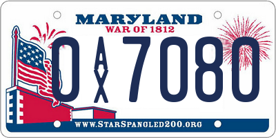 MD license plate 0AX7080