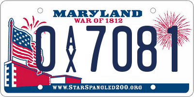 MD license plate 0AX7081