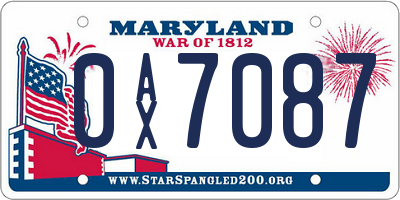 MD license plate 0AX7087
