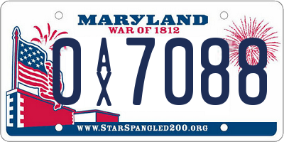 MD license plate 0AX7088