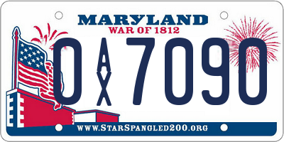 MD license plate 0AX7090