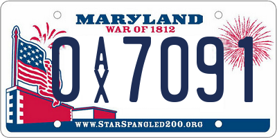 MD license plate 0AX7091
