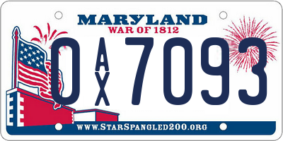 MD license plate 0AX7093
