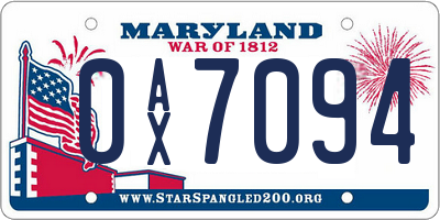 MD license plate 0AX7094