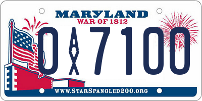MD license plate 0AX7100