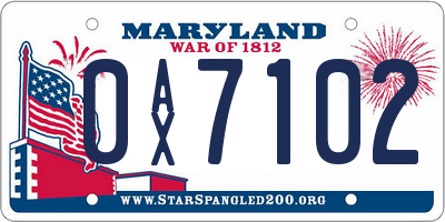 MD license plate 0AX7102
