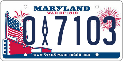 MD license plate 0AX7103