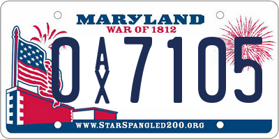 MD license plate 0AX7105