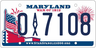 MD license plate 0AX7108