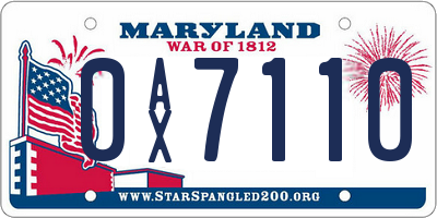 MD license plate 0AX7110