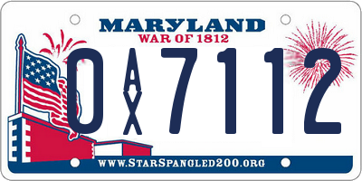 MD license plate 0AX7112