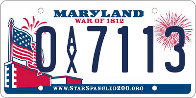 MD license plate 0AX7113