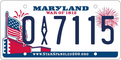 MD license plate 0AX7115
