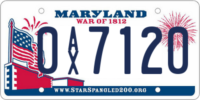 MD license plate 0AX7120