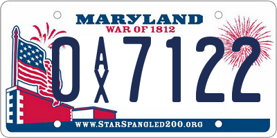 MD license plate 0AX7122