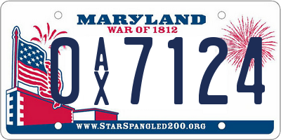 MD license plate 0AX7124