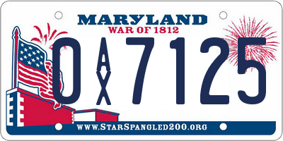 MD license plate 0AX7125