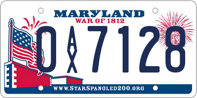 MD license plate 0AX7128
