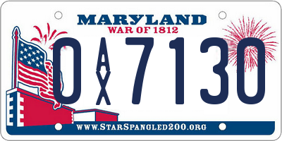 MD license plate 0AX7130