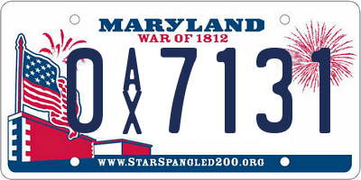 MD license plate 0AX7131