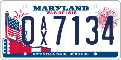 MD license plate 0AX7134
