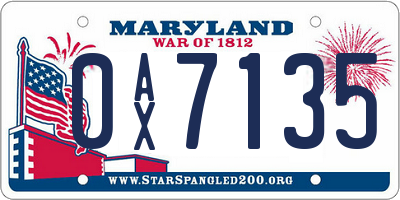 MD license plate 0AX7135