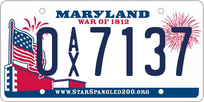 MD license plate 0AX7137