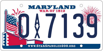 MD license plate 0AX7139