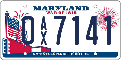 MD license plate 0AX7141