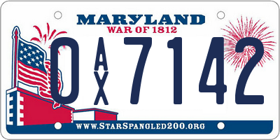 MD license plate 0AX7142
