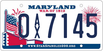 MD license plate 0AX7145