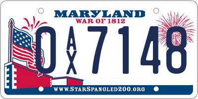MD license plate 0AX7148
