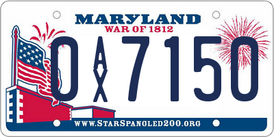 MD license plate 0AX7150