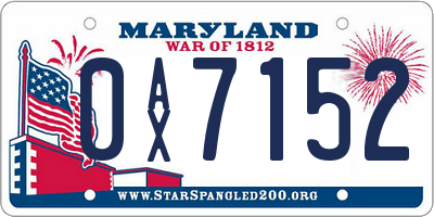 MD license plate 0AX7152