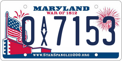 MD license plate 0AX7153