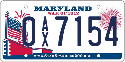 MD license plate 0AX7154