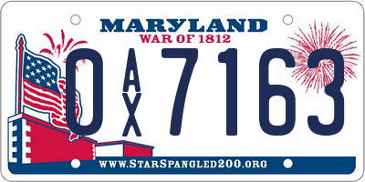 MD license plate 0AX7163