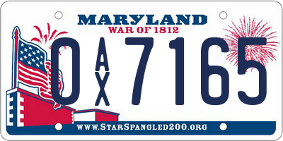 MD license plate 0AX7165