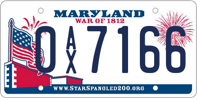 MD license plate 0AX7166
