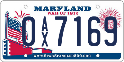 MD license plate 0AX7169