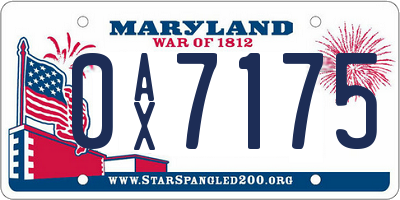 MD license plate 0AX7175