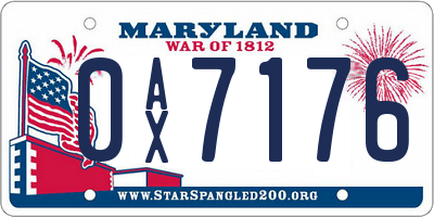 MD license plate 0AX7176