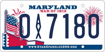 MD license plate 0AX7180
