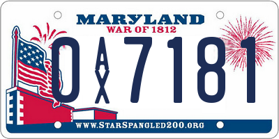MD license plate 0AX7181