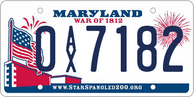 MD license plate 0AX7182