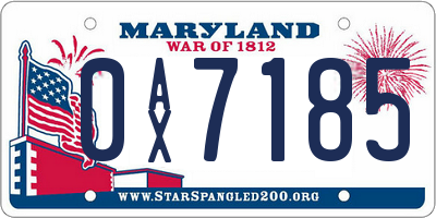 MD license plate 0AX7185