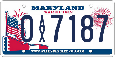 MD license plate 0AX7187
