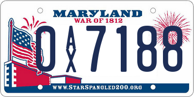 MD license plate 0AX7188