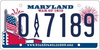 MD license plate 0AX7189